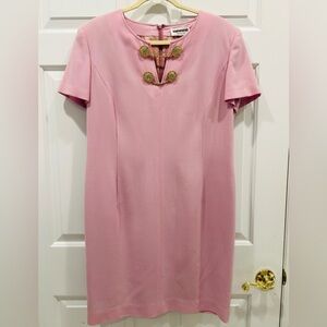 Mimmina soft pink short sleeve dress gold button vintage Excellent condition